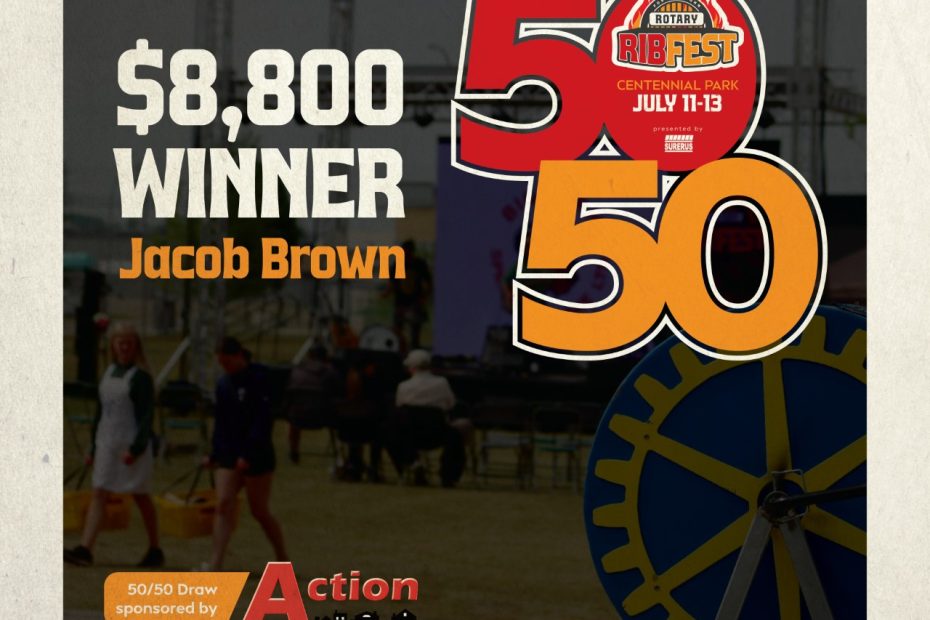 Rotary Ribfest 50/50 winner Jacob Brown - 2025